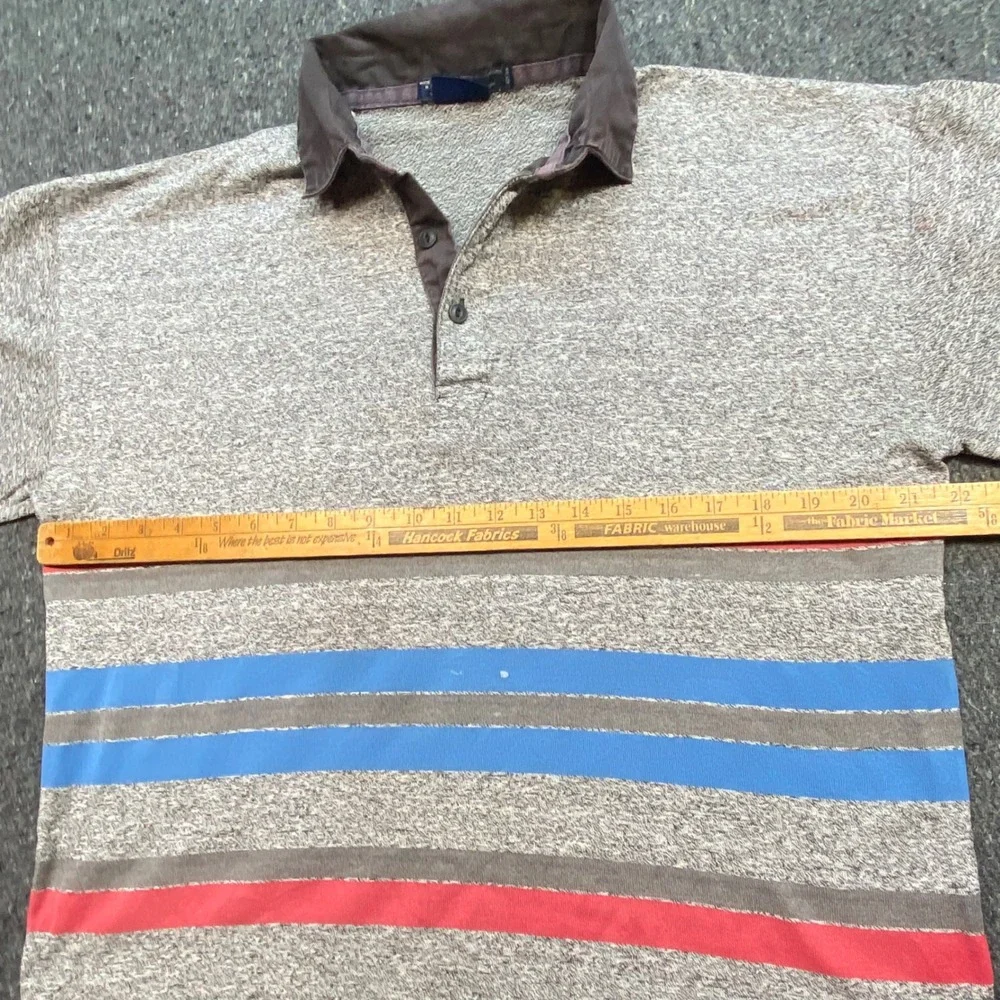 Levi Long Sleeve Polo Sz L Mens Gray Red Blue Striped Skater Grunge Vintage 90s